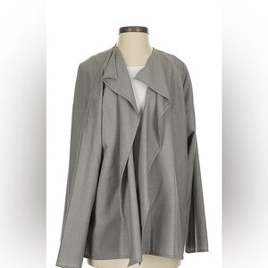 New eskandar grey wool/silk topper open blouse XL 1X eskander